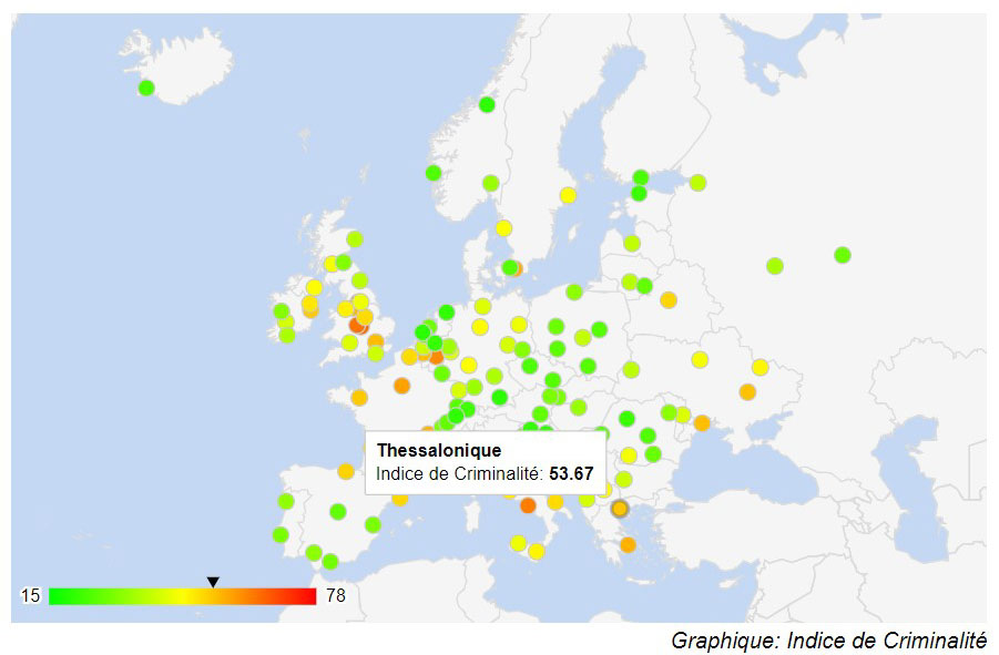 Carte criminalité Thessalonique en Grèce