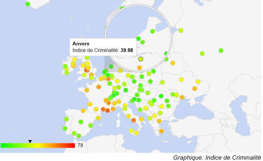 Carte criminalité Anvers par rapport au reste de l'Europe