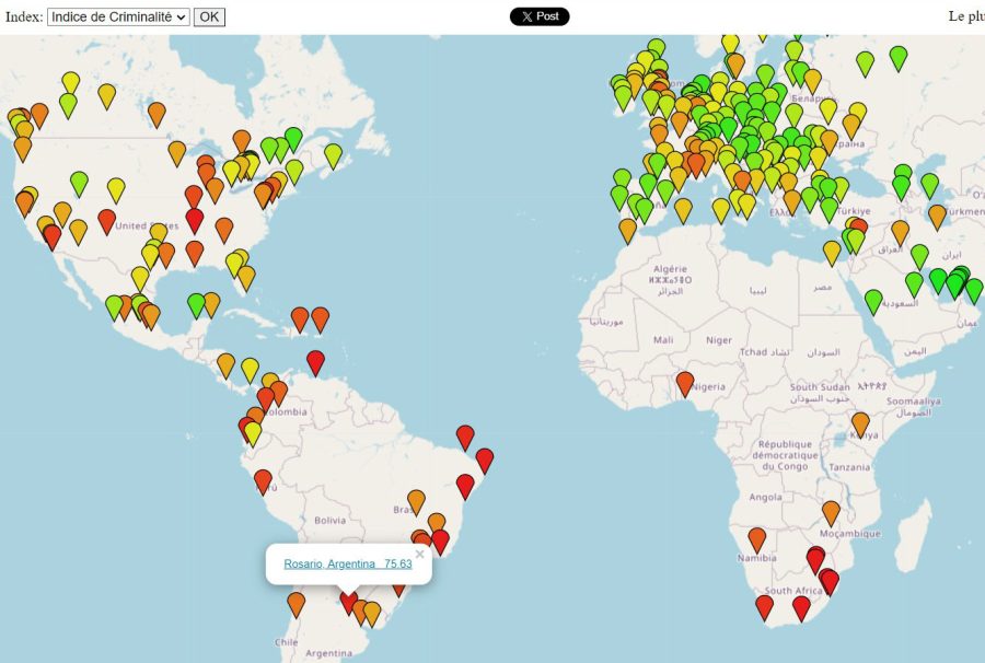 Carte criminalité Rosario Argentine