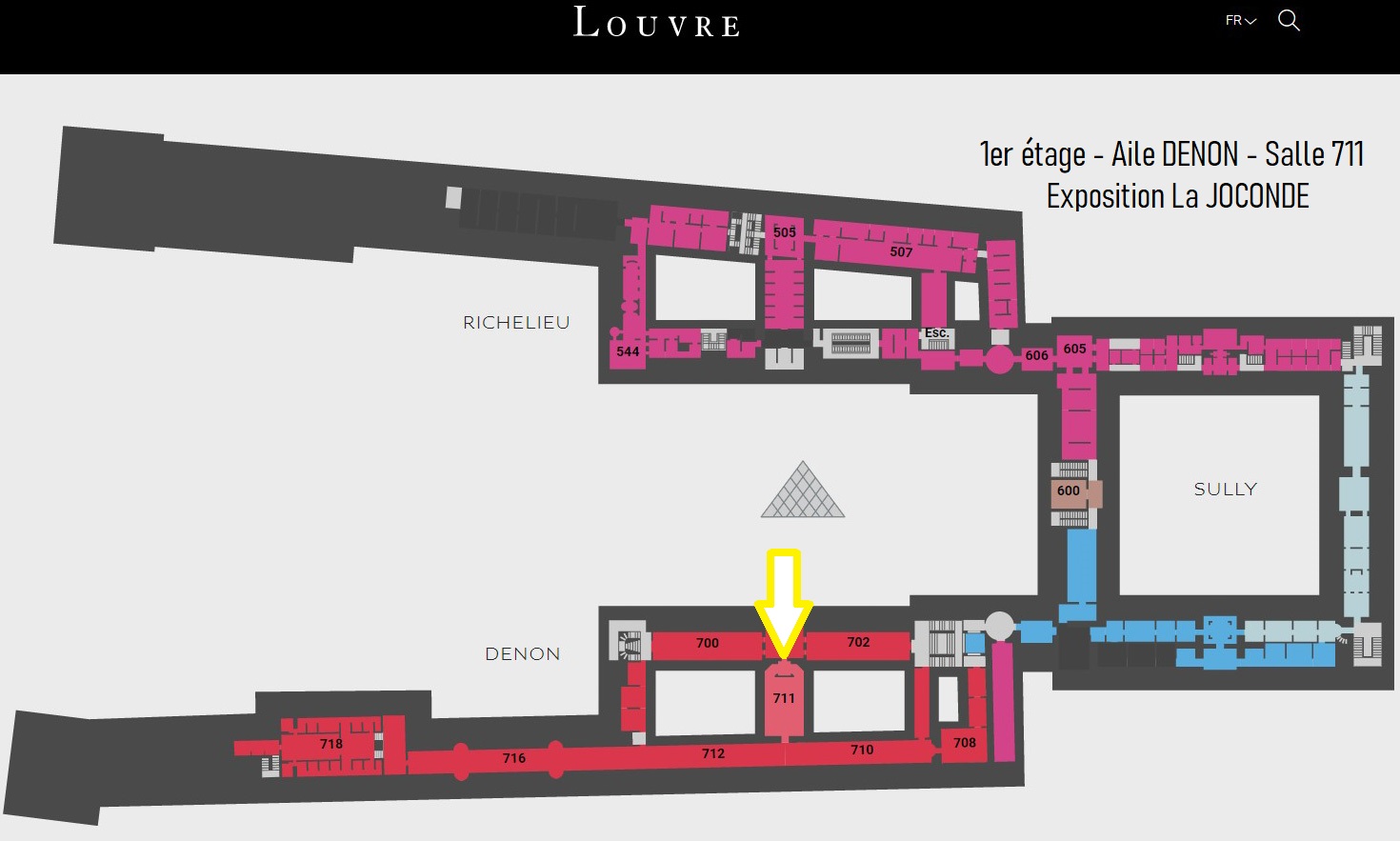 Où se trouve La Joconde au Louvre Etage, salle, pavillon